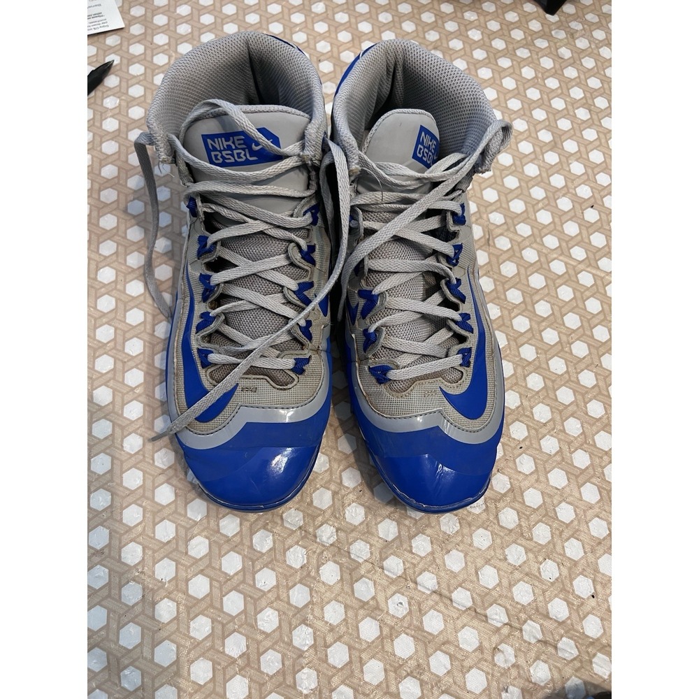 Nike BSBL Huarache Baseball Turf Cleats Blue Grey Silver‎ Size 8.5